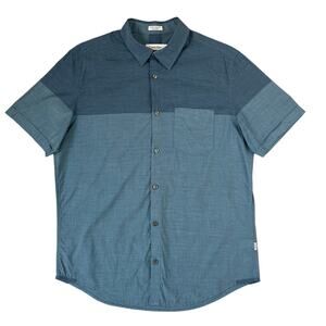 Calvin Klein Men's  Chambray Cotton Button Up Shirt Medium Short Sleeve Blue